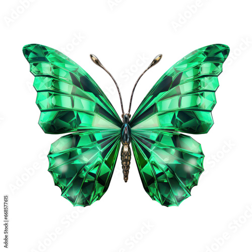 Print op canvas Green crystal butterfly isolated on transparent background,transparency
