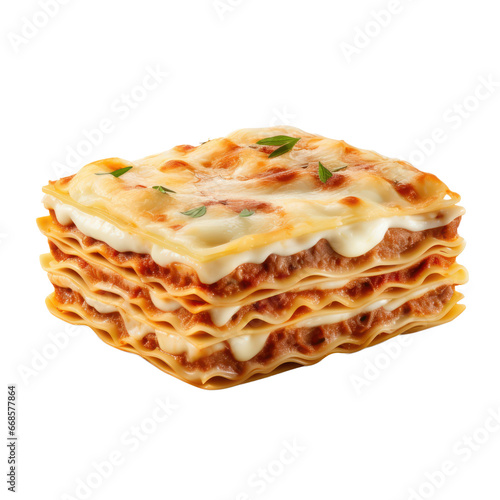 Lasagna pasta isolated on transparent background,transparency 