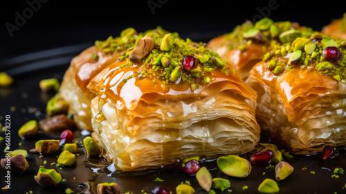 Delicious Turkish Dessert Baklava Close-Up