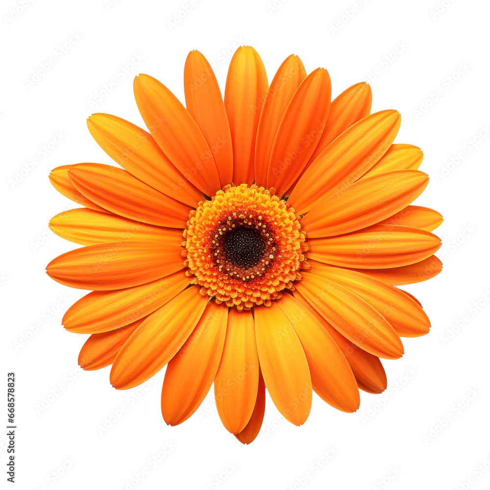 Orange daisy blossom isolated on transparent background,transparency 
