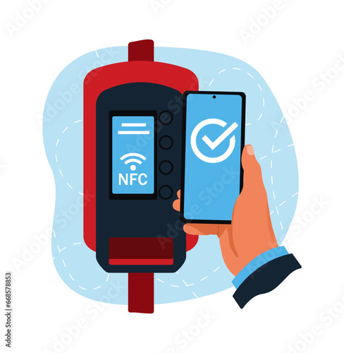 Contactless method of paying for transport from a smartphone