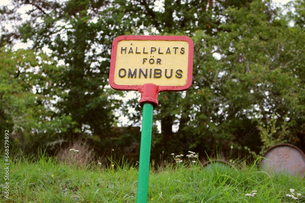 Historisches Verkehrszeichen Haltestelle Omnibus, Schweden Historisches Verkehrszeichen Haltestelle Omnibus, Schweden