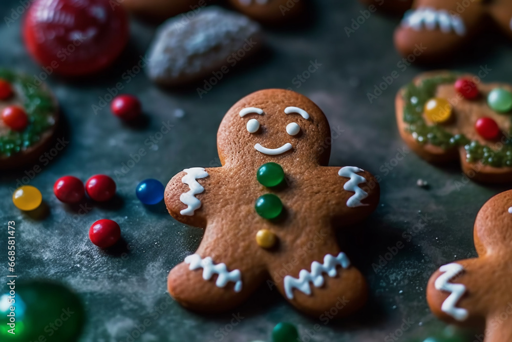 Gingerbread man christmas cookies. Generative AI Gingerbread man christmas cookies. Generative AI