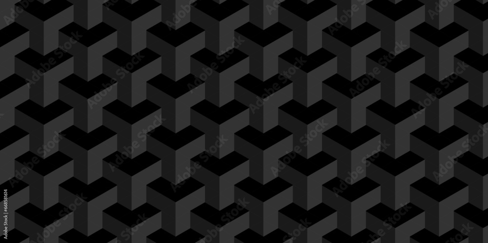Abstract Black cube triangle geometric square seamless background. Seamless blockchain technology pattern. Vector illustration pattern with blocks. Abstract geometric design print of cubes pattern. Abstract Black cube triangle geometric square seamless background. Seamless blockchain technology pattern. Vector illustration pattern with blocks. Abstract geometric design print of cubes pattern.