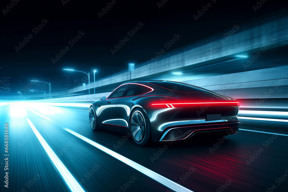 Fototapeta premium fast-moving electric car in motion