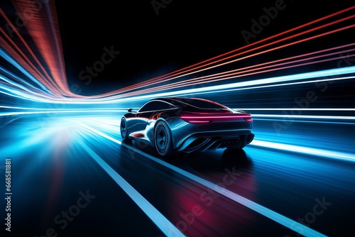 fast-moving electric car in motion © sid