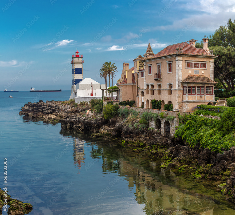 Santa Marta lighthouse and museum and Casa de Santa Maria museum in Cascais, Portugal.