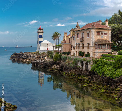 Santa Marta lighthouse and museum and Casa de Santa Maria museum in Cascais, Portugal.