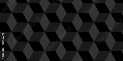 Abstract Black cube triangle geometric square seamless background. Seamless blockchain technology pattern. Vector illustration pattern with blocks. Abstract geometric design print of cubes pattern.