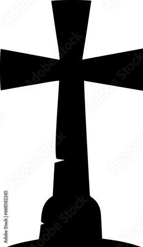 Halloween cemetery cross silhouette vector illustration. Decoration for Halloween design
