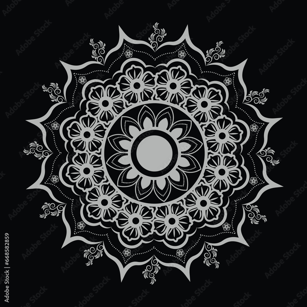Circular pattern in the form of a mandala. mandala. Mehndi style. Decorative pattern in oriental style. Coloring book page.