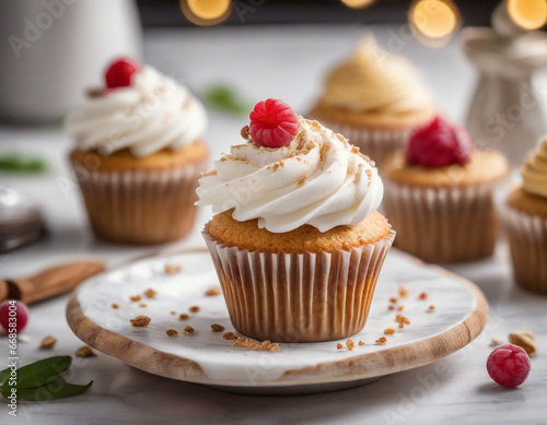Festive Delight: Close-Up of Delicious Cupcakes © Adriana Nikolova