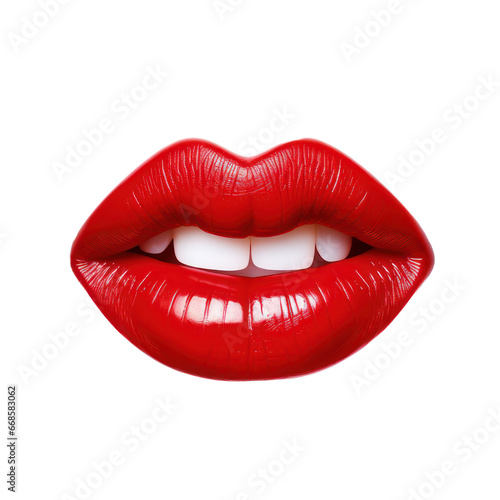 Red lips isolated on transparent background,transparency 