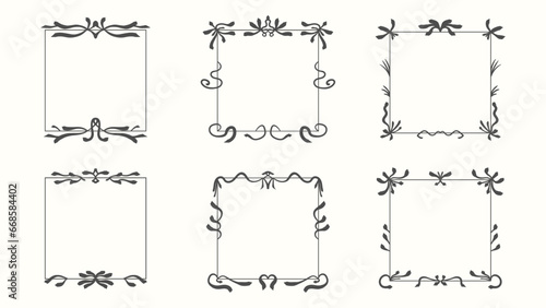 Vintage ornamental frame set. Ornate vintage square frames and scroll elements
