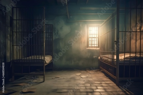 The prison cell is dark
