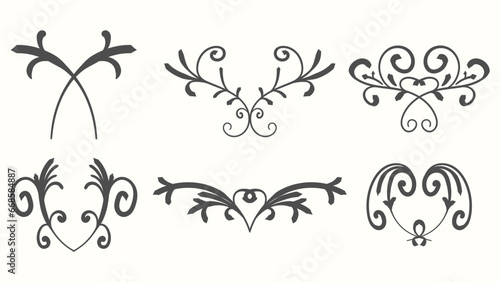 Label ornament divider. Collection of hand drawn borders. Decoration vintage style design