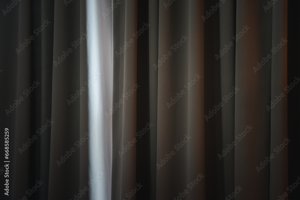 Fototapeta premium Empty curtain interior in bedroom with sunlight 