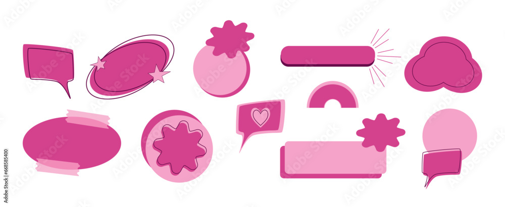 Simple pink banner collection. graphic template of ribbon, shape, circle. trendy, modern collection, set. header banner, header decoration, icon, emblem, sticker. for print, social networks. barbie Simple pink banner collection. graphic template of ribbon, shape, circle. trendy, modern collection, set. header banner, header decoration, icon, emblem, sticker. for print, social networks. barbie