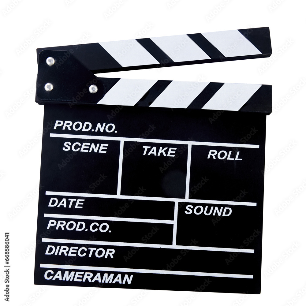 Cutout of an isolated movie clapper board with the transparent png
