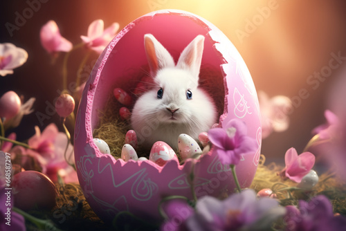 easter bunny with eggs