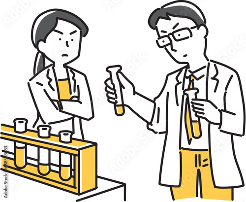 実験をしている男女の学者