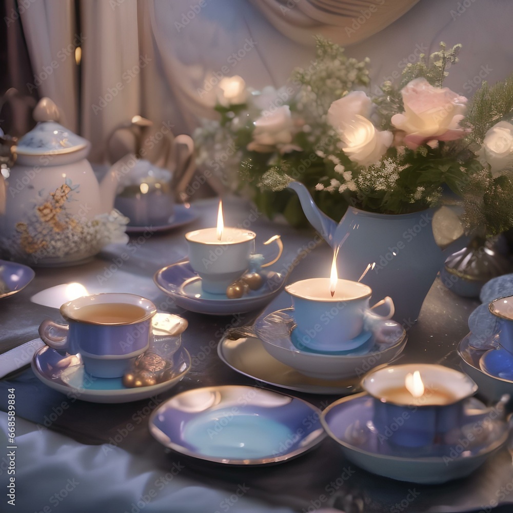 A whimsical, moonlit tea party with cups that fill with starlight instead of tea1