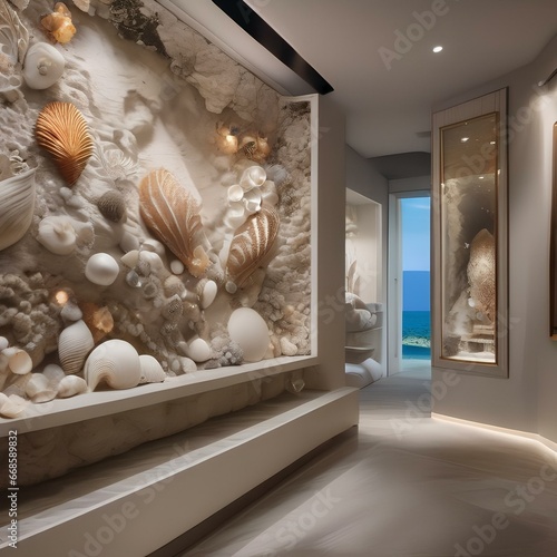 A hidden, underwater cave adorned with intricate, radiant seashell art5 photo