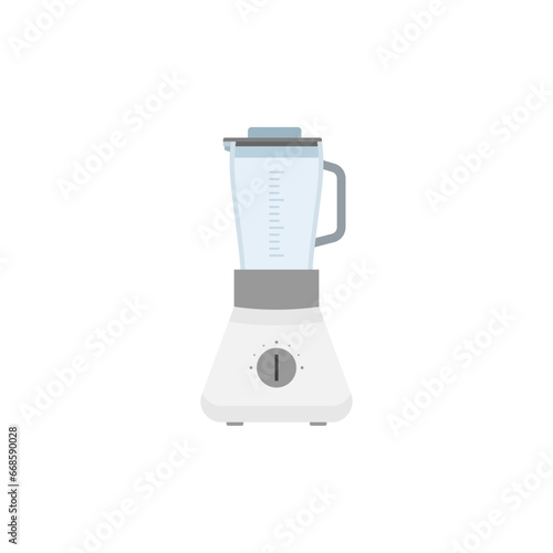 Kitchen blender for grinding food with glass bowl. Blender or mixer kitchen tool for cooking. Equipment for smoothie making. Electric machine. Isolated flat vector illustration