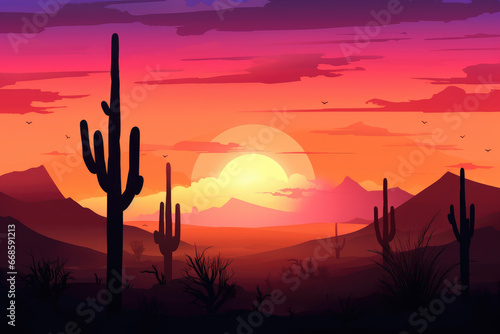 Sunset in the desert - Generative AI