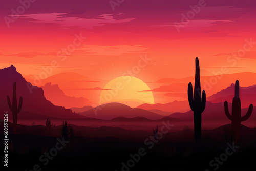 Sunset in the desert - Generative AI