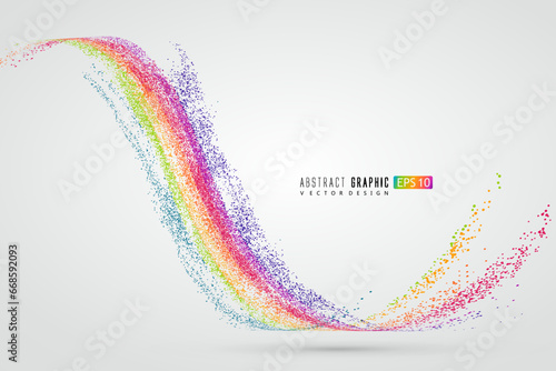A rainbow-shaped abstract figure composed of countless dots, symbolizing soaring and good intentions.