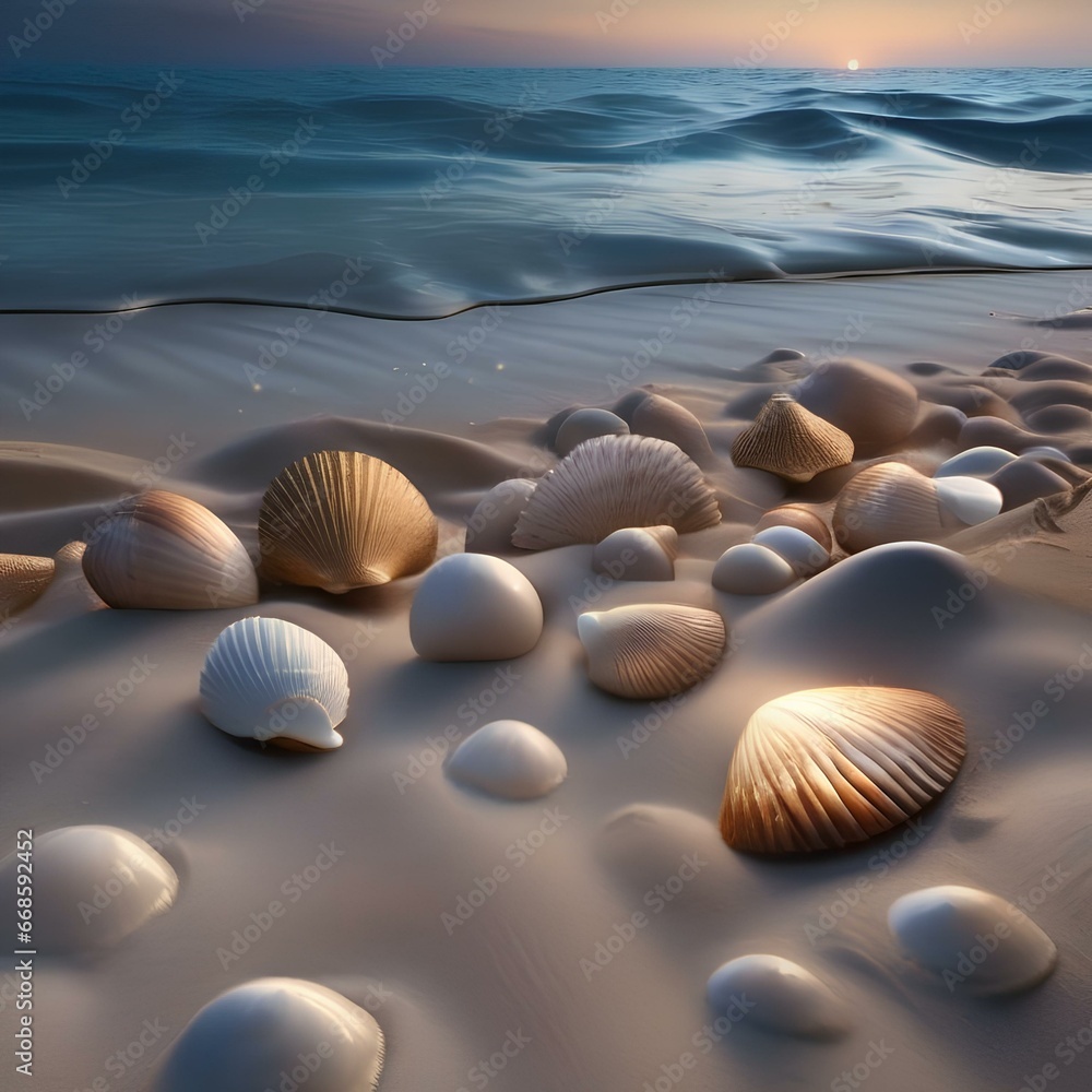 A secret, starlit beach where seashells emit a gentle, soothing hum under the moon1 A secret, starlit beach where seashells emit a gentle, soothing hum under the moon1