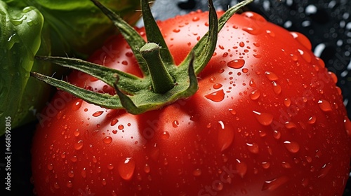 A close-up photo of a fresh red tomato