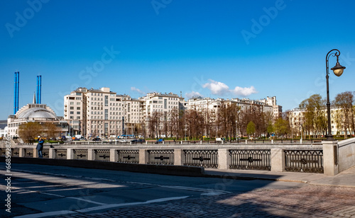 April 29, 2022, Moscow, Russia. Residential complex Government House (House on the Embankment) on Bolotny Island in the center of the Russian capital.