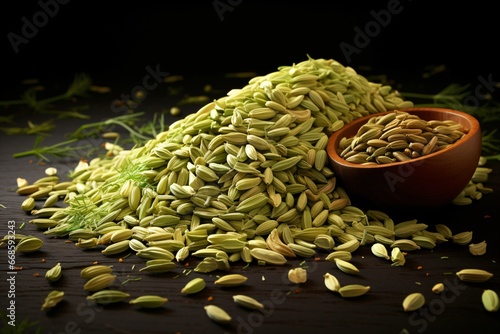 Cardamom and fennel seeds photo