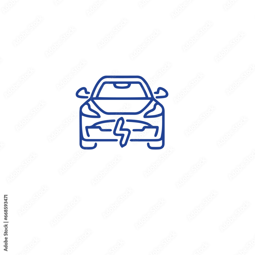 f Electro Car and vehicle Related Vector Line Icons.