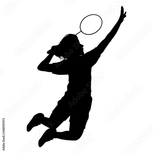 cute girl play badminton silhouette