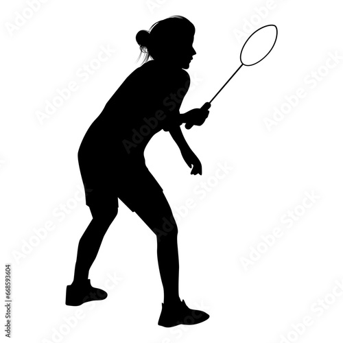 cute girl play badminton silhouette
