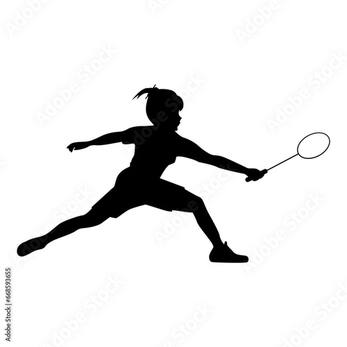 cute girl play badminton silhouette