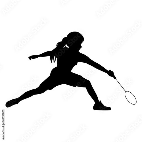 cute girl play badminton silhouette