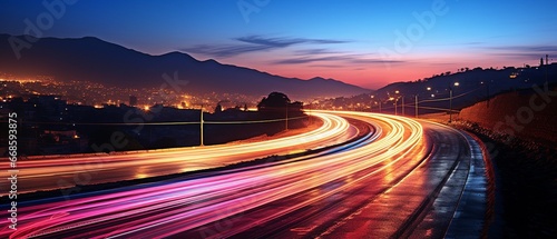 Light trails that are rhythmic and progressive, yet possess a distinct quality.