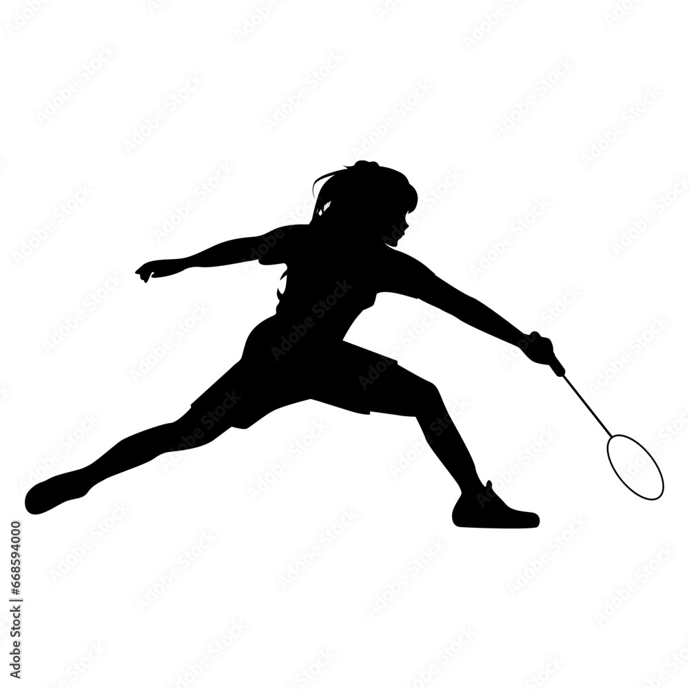 cute girl play badminton silhouette