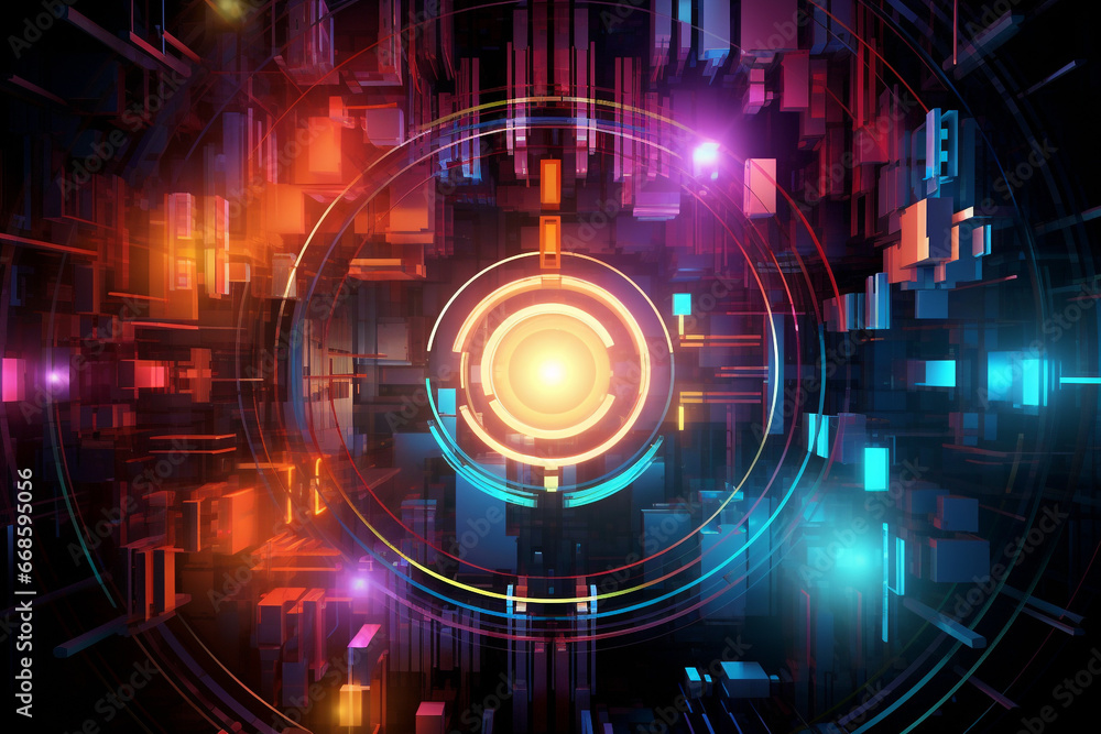 Obraz premium Abstract technology digital line electronic network data innovation concept background.