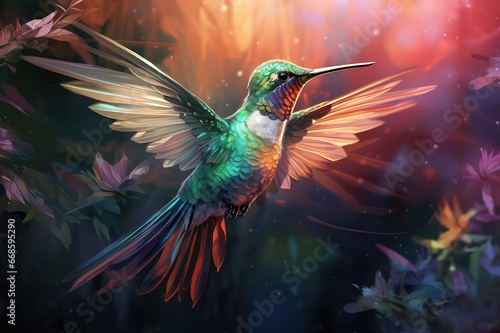 exotic colibri hummingbird fantasy illustration