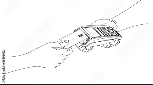 Digital Transaction Concept: Cartoon of Hand Using Credit Card for Payment, Secure Transactions: Cartoon Illustration of Hand Making Credit Card Payment, Convenient Purchasing, Online Payment Solution
