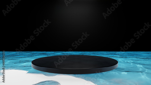Black Round Podium on White Background © Wayu