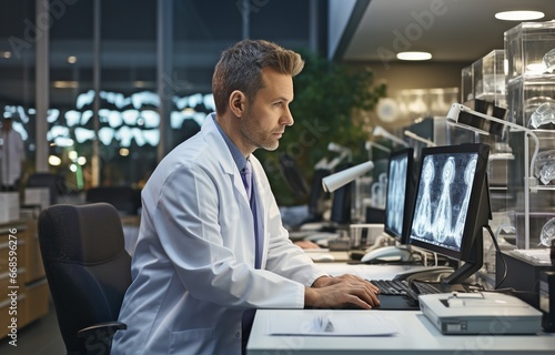 A young, male radiology doctor who works in the clinic.