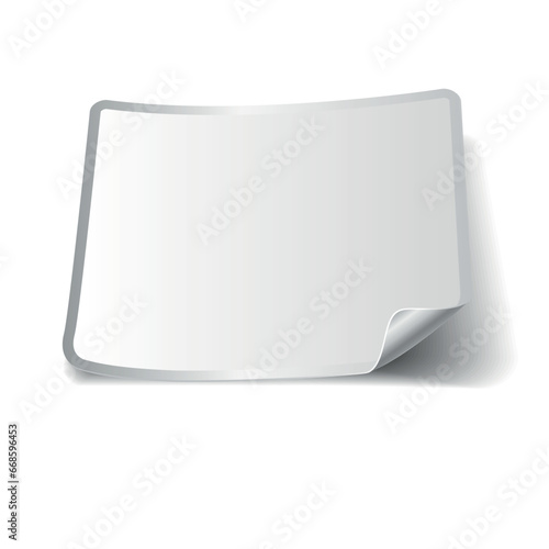 Empty paper sticker with bend corner