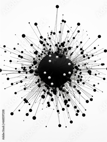  Abstract technology background with connecting dots and lines. Big data visualization