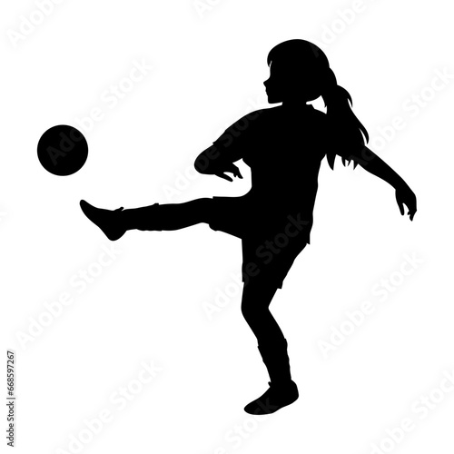 cute girl play soccer silhouette © Curut Design Store